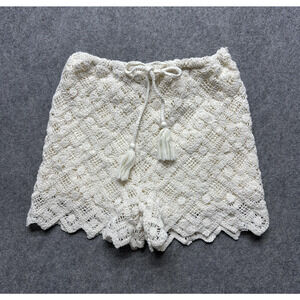 Tween Diva Shorts Girls 10 Cream Lace Crochet Tassel Drawstring Lined Summer